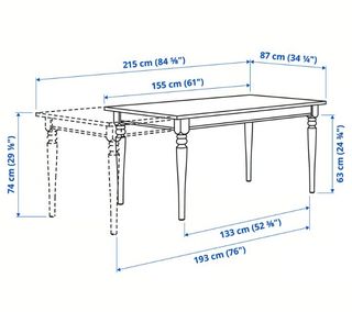 Mesa comedor Ikea extensible blanco.
