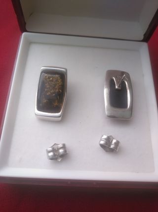 Pendientes plata ámbar 2.15cm