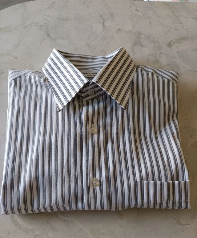 Camicia Uomo Grigio-Bianco Rigata