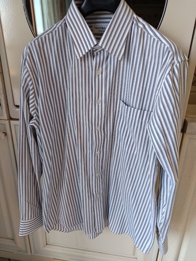 Camicia Uomo Grigio-Bianco Rigata