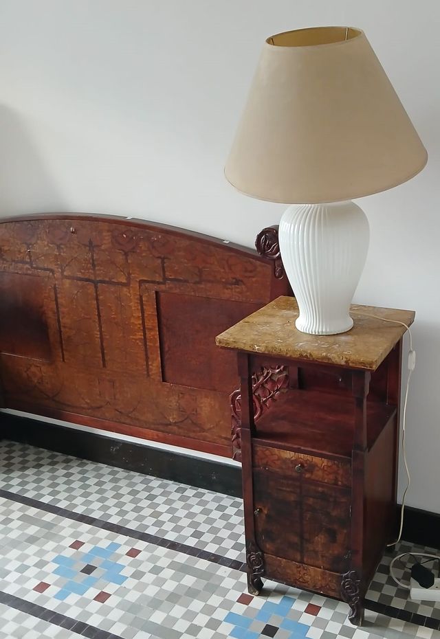 Conjunto Art Deco cabecera cama, mesitas de noche