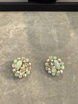 Pendientes Zara verdes plata
