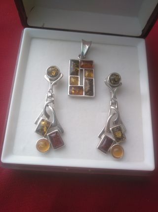 Pendientes y colgantes plata ámbar 4.5cm