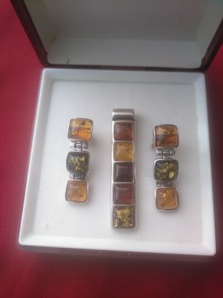 Pendientes y colgantes plata ámbar.largo 4 y 2.90