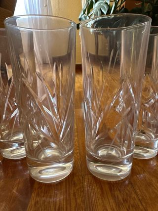 6 Vasos Cristal Grabado
