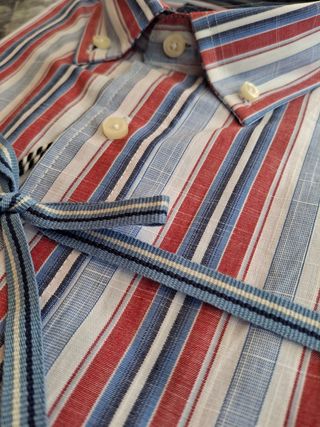 Camicia Uomo a Righe Blu e Rossa