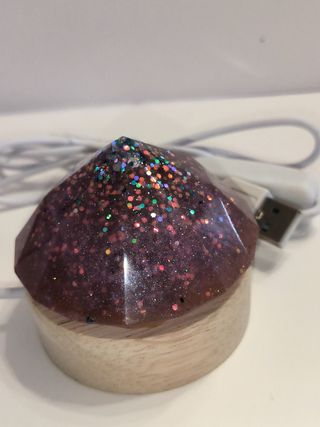 Lampada resina rosa glitter