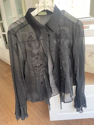 Blusa negra de popelin , Roberto Verino 