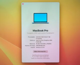 PORTÁTIL MACBOOK PRO 13 A1989 i7/16GB/256GB #11