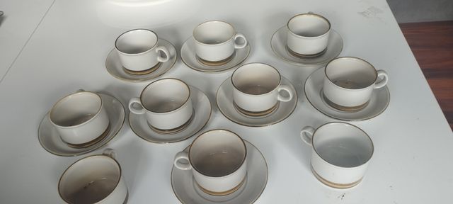 Juego Cafe vintage o antiguo 10 pzas. Blanco/Marró