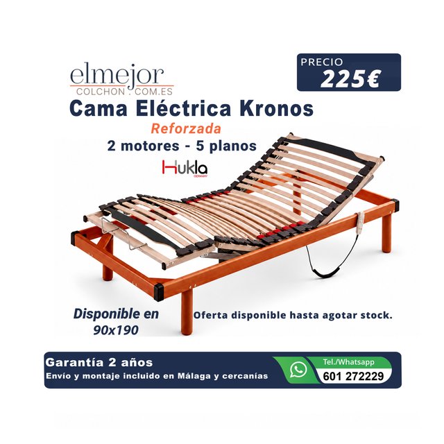 Cama Eléctrica Hukla Kronos 90x190 · Málaga Envío