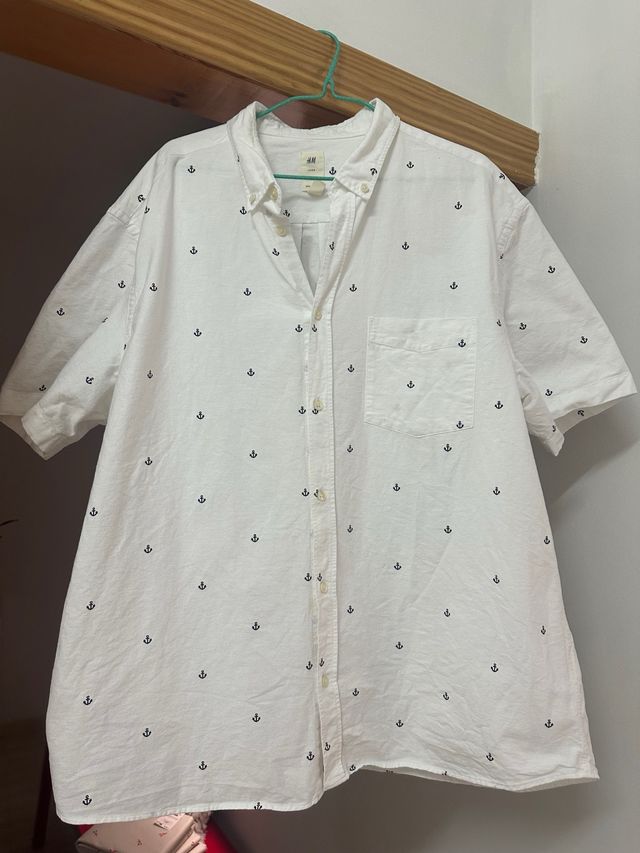 Camisa hombre blanca - anclas