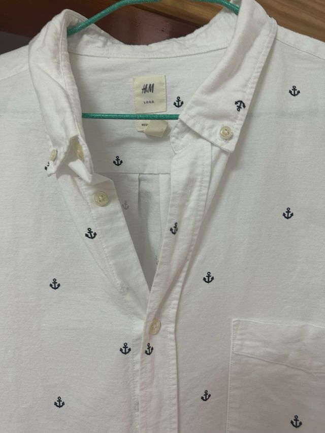 Camisa hombre blanca - anclas