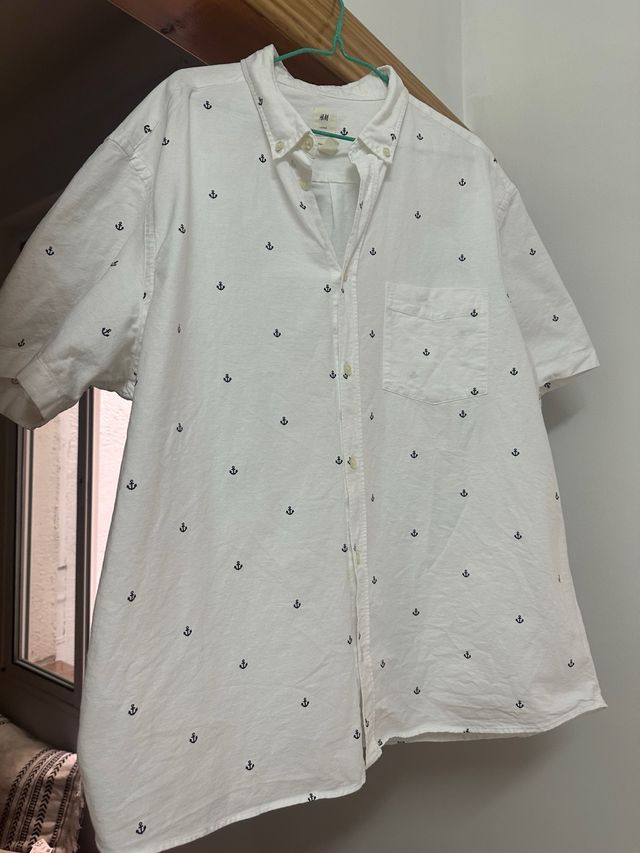 Camisa hombre blanca - anclas