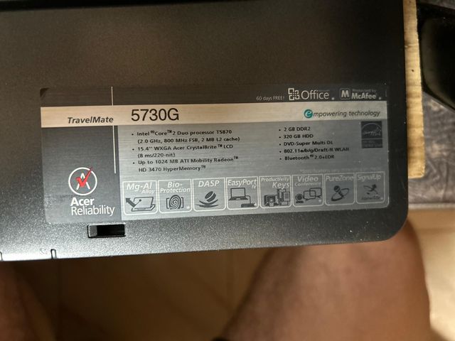 Portátil Acer TravelMate 5730G