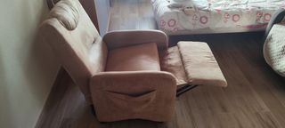 Poltrona letto beige in microfibra