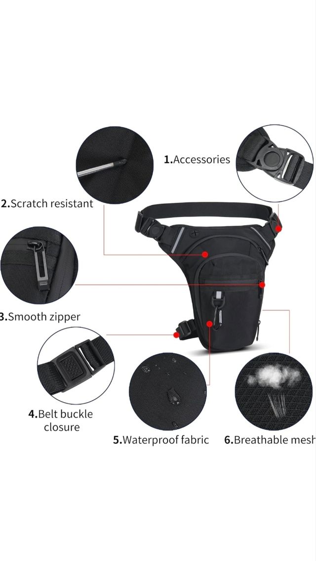 Bolsa pierna moto - bandolera deportiva