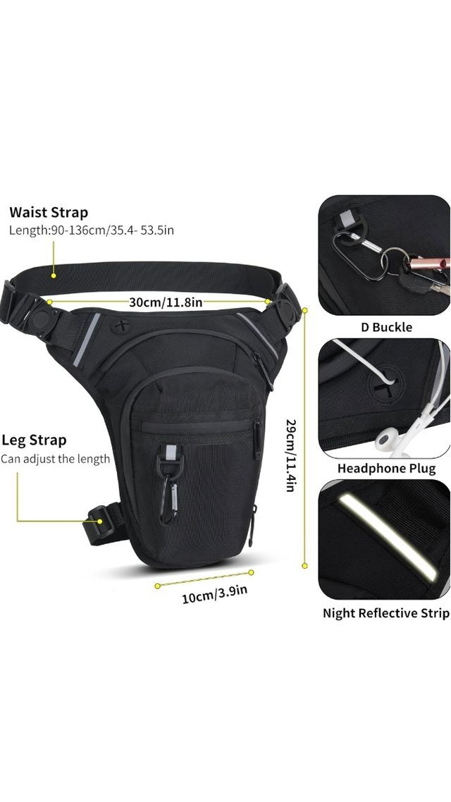 Bolsa pierna moto - bandolera deportiva