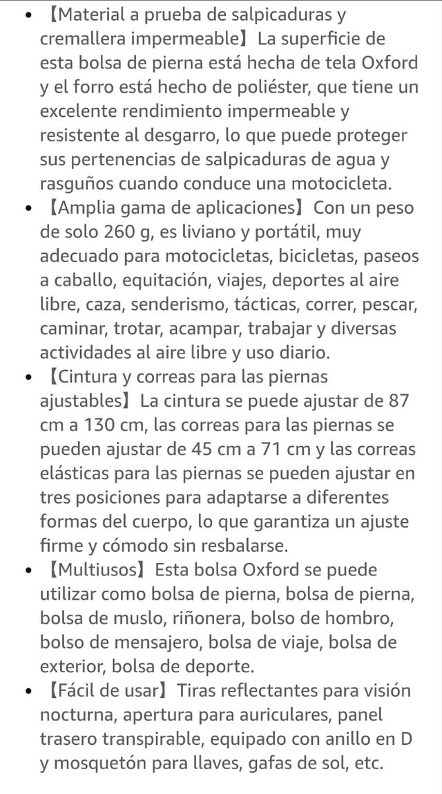 Bolsa pierna moto - bandolera deportiva