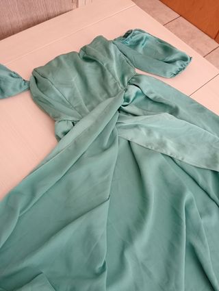Vestito lungo raso verde