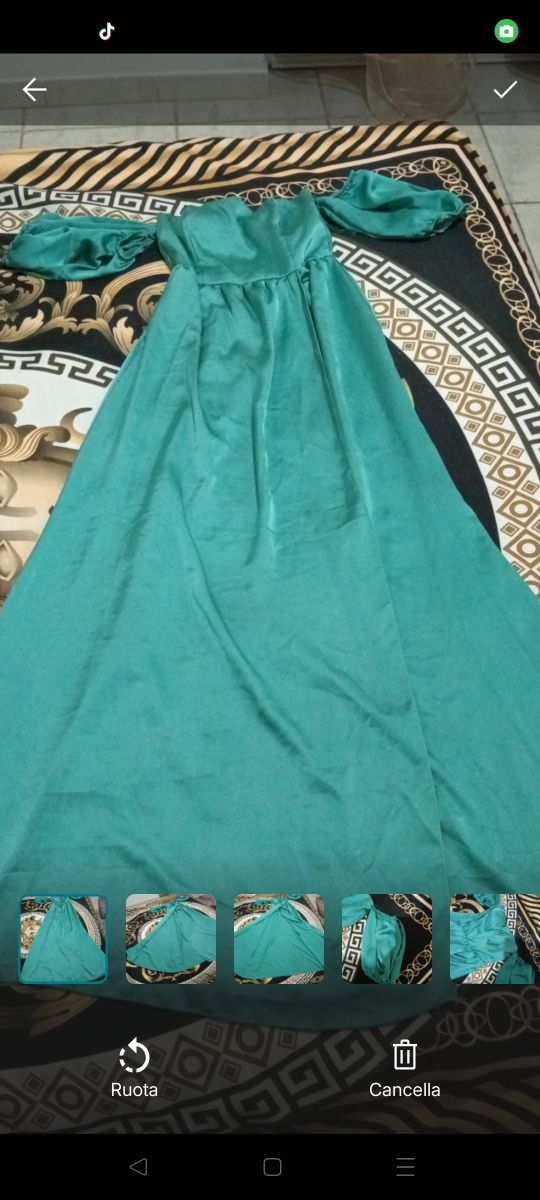 Vestito lungo raso verde