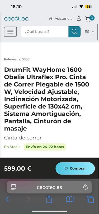Cinta correr Drumfit Obelia Pro 1600