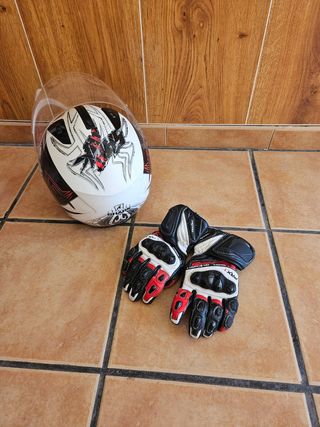 Casco moto Shark + guantes