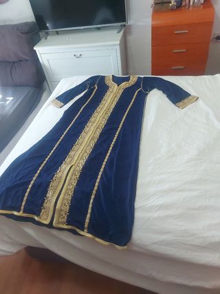 Vestido fiesta azul y dorado