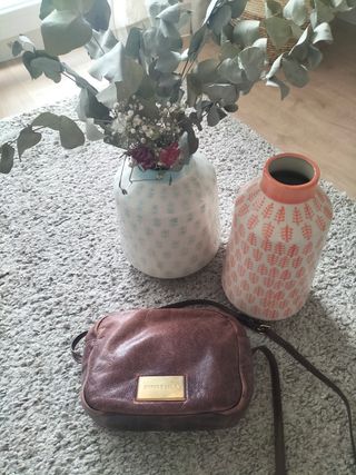 Bolso bandolera piel marrón- burdeos 