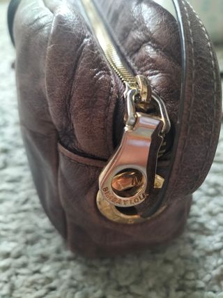Bolso bandolera piel marrón- burdeos 