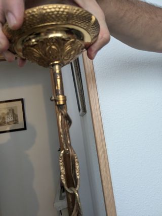 Lampara latón y cerámica dorada, modelo exclusivo