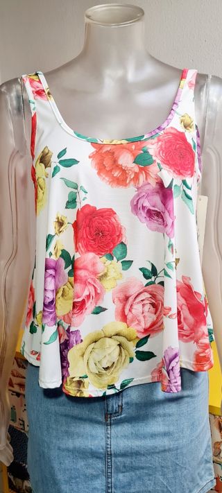 Camiseta suelta mujer flores verano