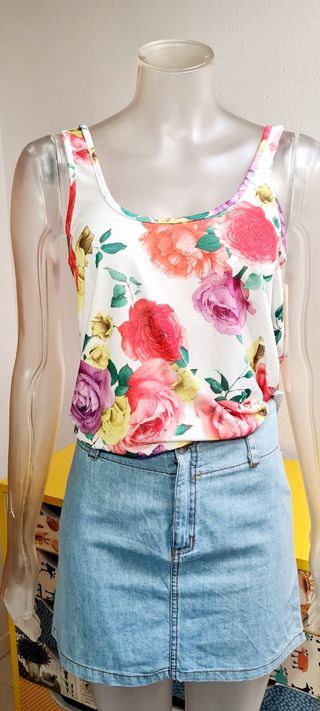Camiseta suelta mujer flores verano