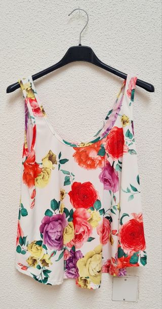 Camiseta suelta mujer flores verano