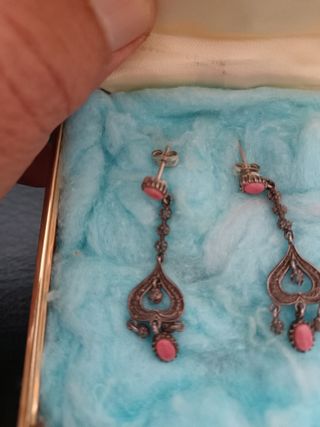 Pendientes isabelinos plata coral y marquesitas.