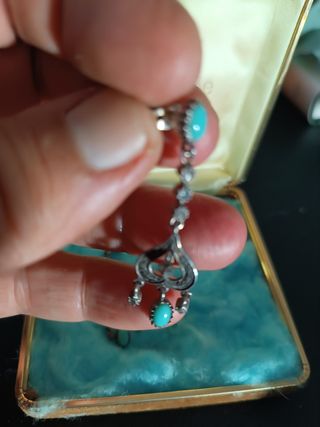 Pendientes isabelinos turquesa plata y marquesitas