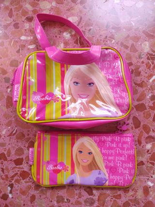 Neceser y estuche Barbie rosa-amarillo