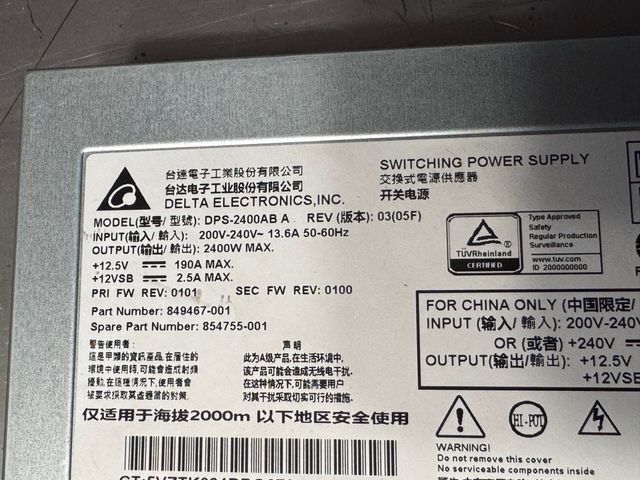 PSU - Fonte DELTA 2400W - DPS-2400AB - 94%