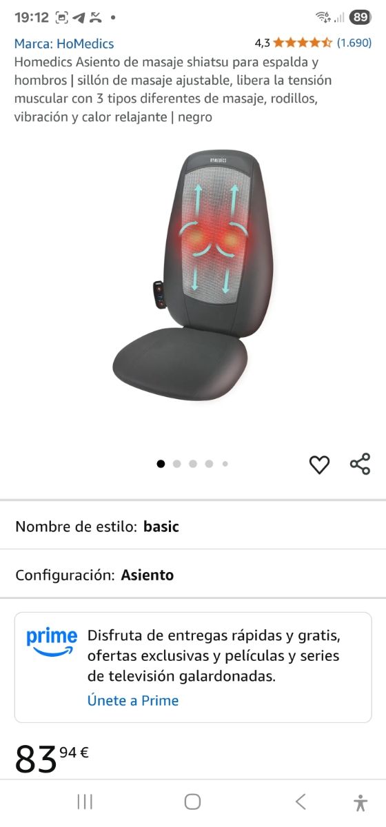 HOMEDICS SHIATSU BACK MASSAGER. MASAJE. NUEVO.