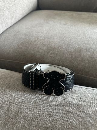 Cinturón Tous piel negro-blanco