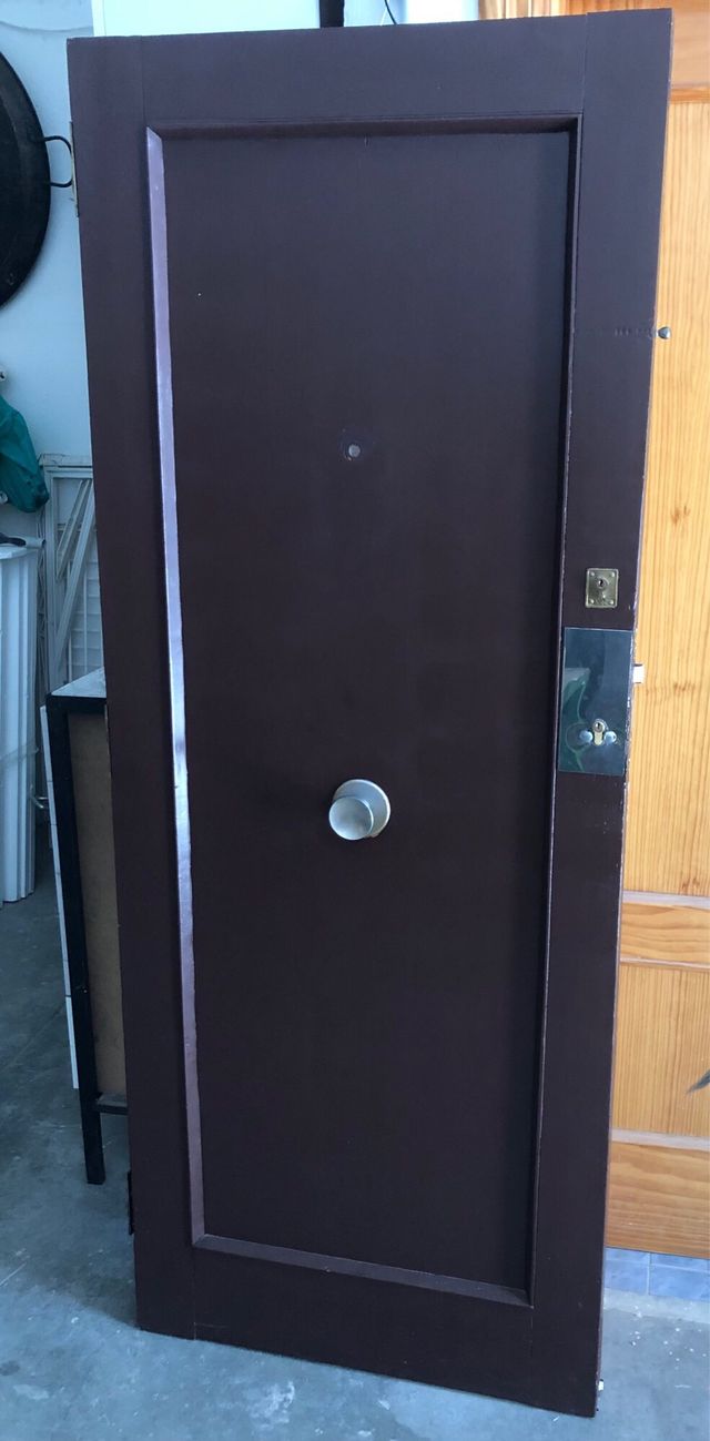 Puerta madera vintage con diseño reloj 195,5x77x4