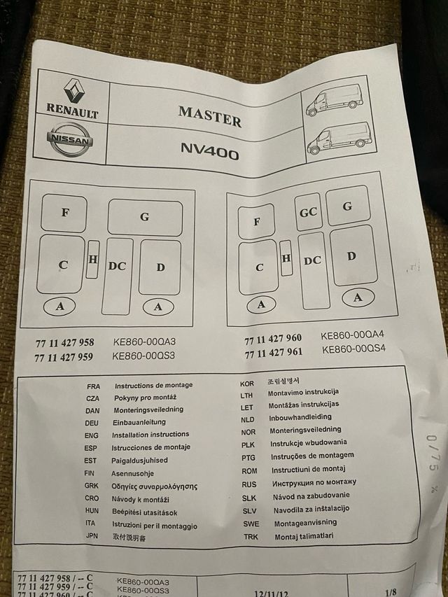 findas y alfombrilla para fuegoneta Renault Nova