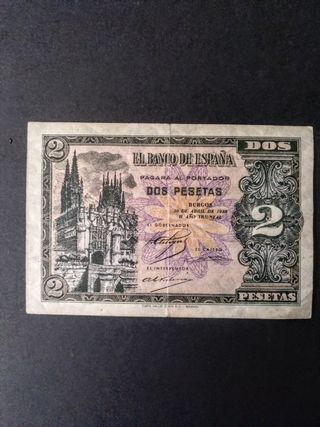 2 Pesetas Burgos 1938.