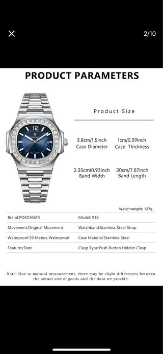 Reloj POEDAGAR 918 - Acero, Azul
