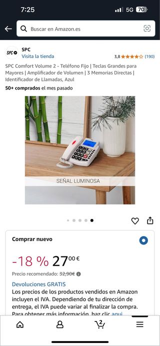 Teléfono Fijo SPC Comfort Volume 2