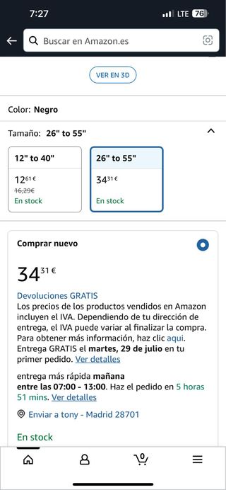 Soporte TV Amazon Basics - Giratorio