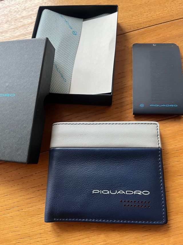 Portafoglio nuovo Piquadro blu e grigio