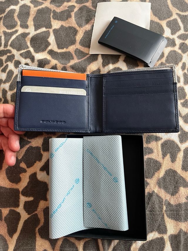 Portafoglio nuovo Piquadro blu e grigio