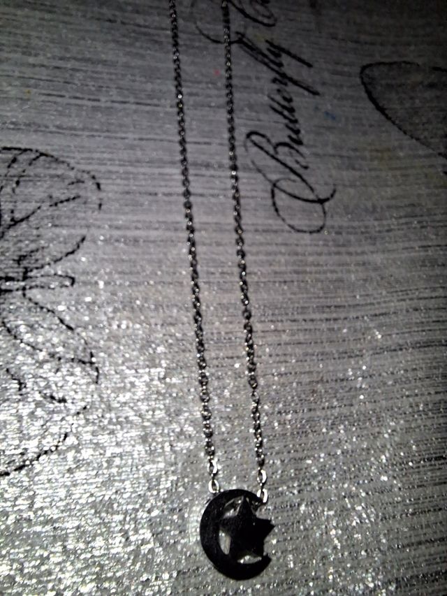 Collar Luna y Estrella plateado