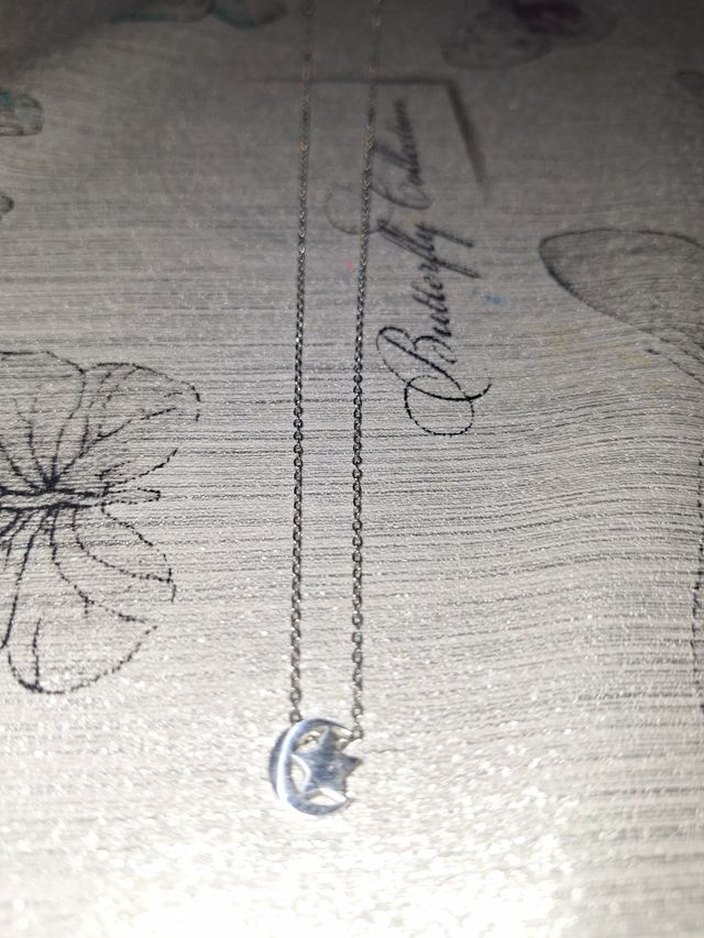 Collar Luna y Estrella plateado